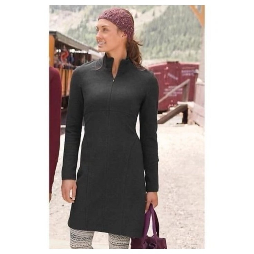 Athleta Cassidy Ponte Dress Womens Gray 1/2 Zip‎ Long Sleeve Knit xs